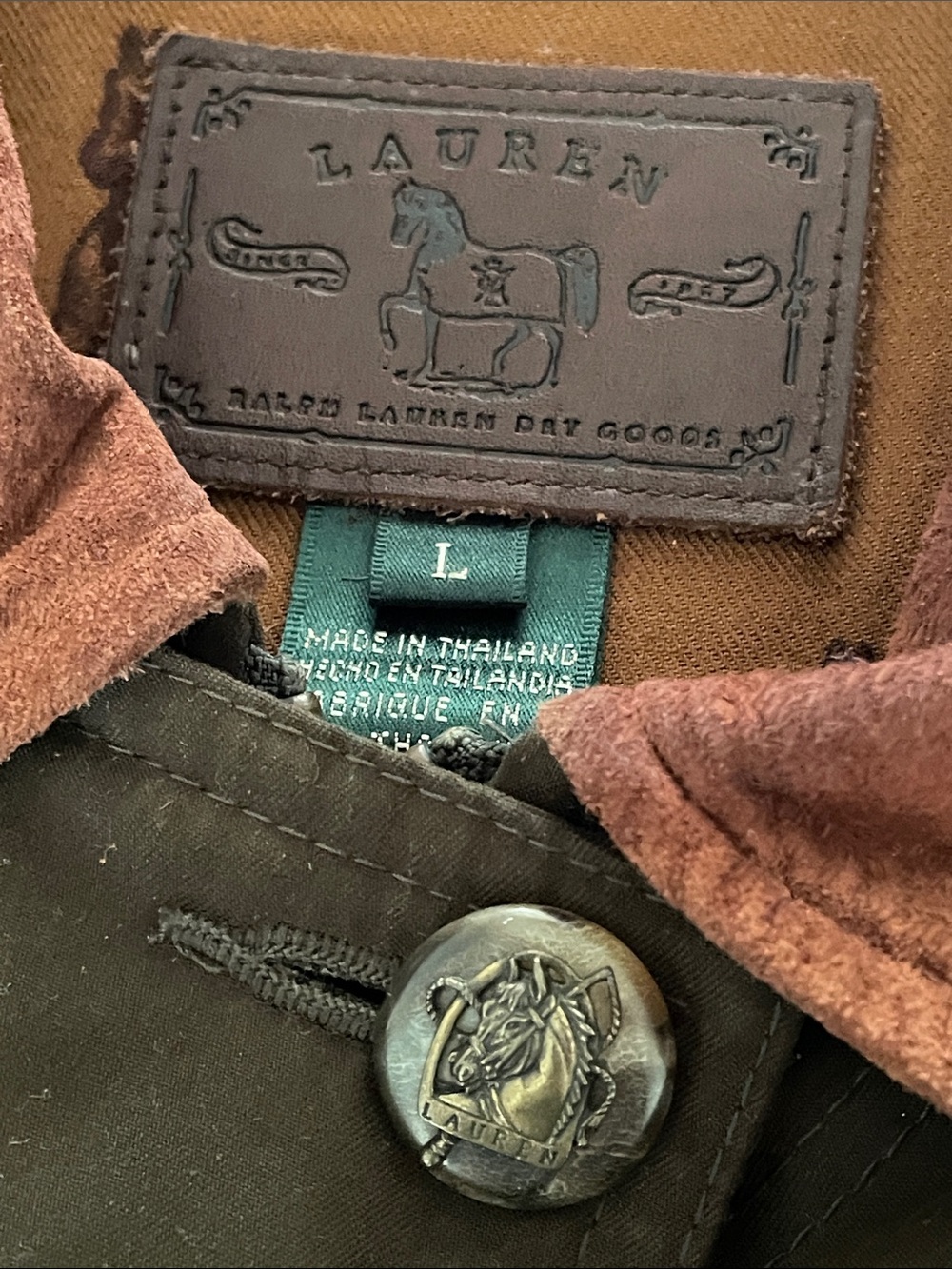 Ralph Lauren Women's Green Equestrian Quilted Coat w/Suede Collar Size Large - Picture 2 of 13